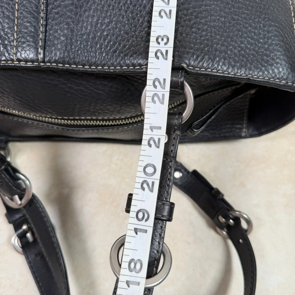 Coach Hamptons Hobo Tote Large Black Pebble Leather Vintage F12340